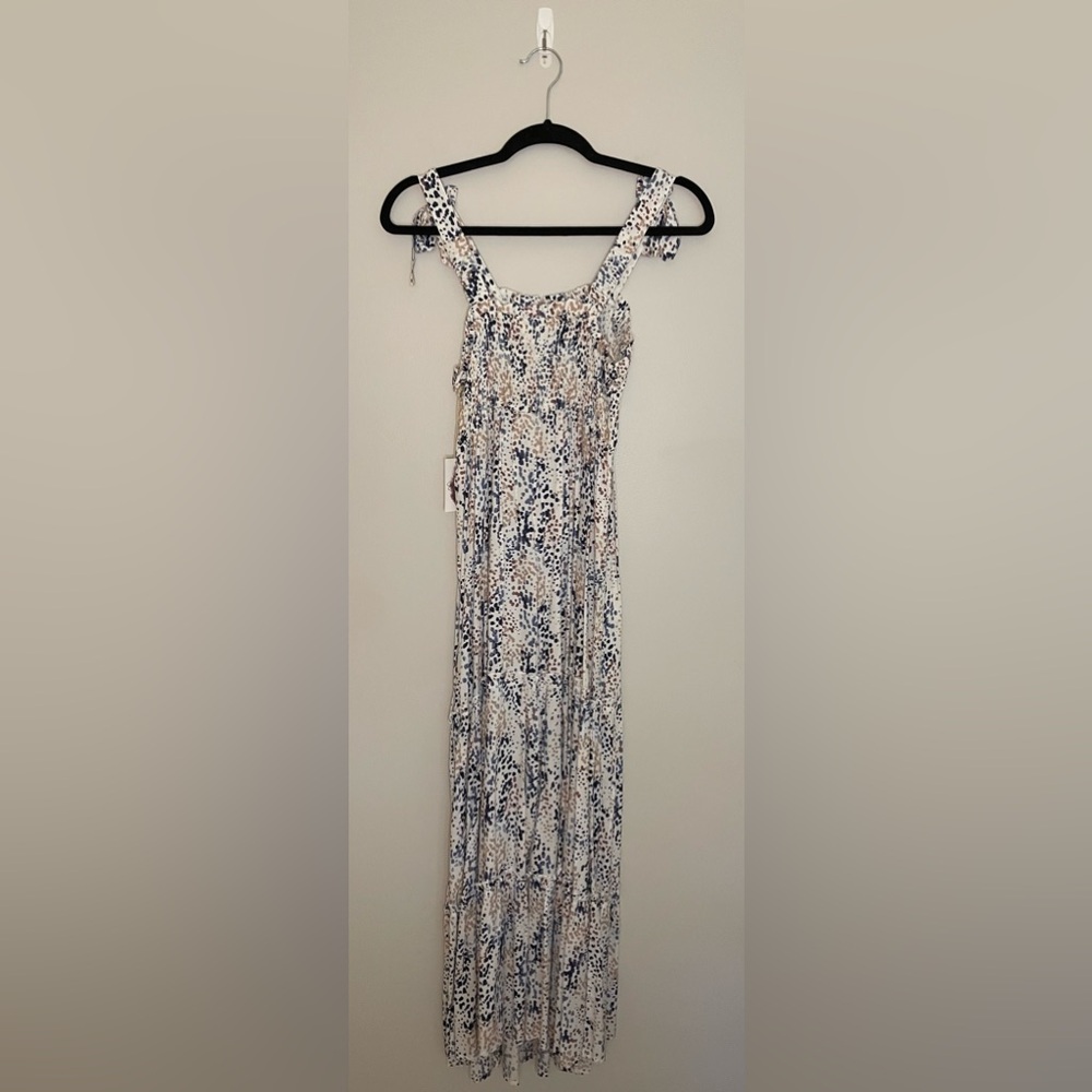 Jessica Simpson Abstract Print Maxi Dress, White/Blue/Pink, Size S, NWT - Picture 3 of 4